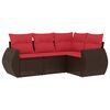 vidaXL Set Divani da Giardino 4 pz con Cuscini Marrone in Polyrattan