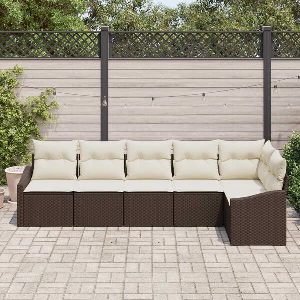 vidaXL Set di divani con cuscino 6 pcs Marrone polyrattan