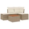 vidaXL Set Divano da Giardino 5 pz con Cuscini Beige in Polyrattan