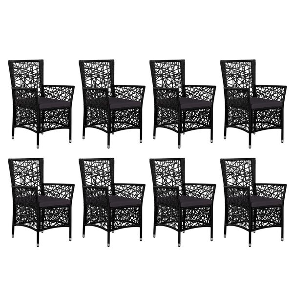 vidaXL Set da Pranzo da Giardino 9 pz in Polyrattan Nero