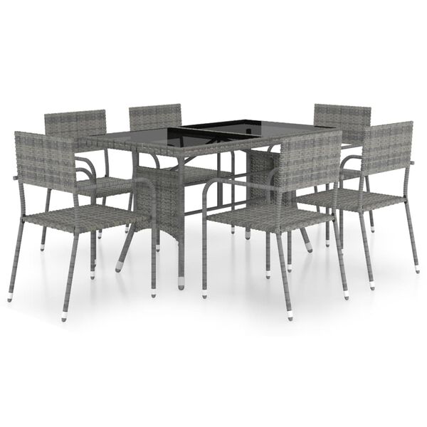 vidaXL Set Mobili da Pranzo Giardino 7 pz Polyrattan Antracite Grigio