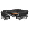 vidaXL Set Divano da Giardino 13 pz Nero e Grigio scuro polyrattan