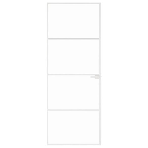 vidaXL Porta Interna Bianca 76x201,5 cm Vetro Temperato Alluminio Slim