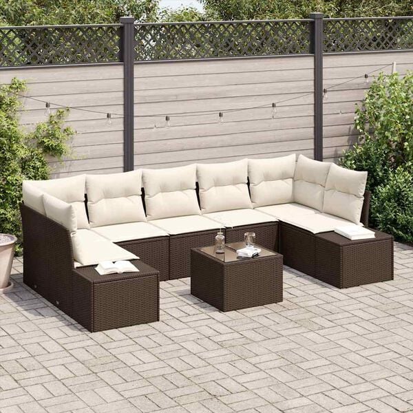 vidaXL Set Divano da Giardino 8 pcs Marrone Poly Rattan