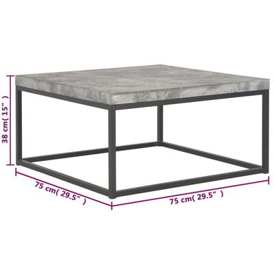 vidaXL Tavolino da Caffè 75x75x38 cm Aspetto Cemento