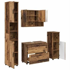 vidaXL Set di mobili per il bagno 4 pz Legno vecchio 35 x 30 x 192 cm