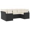 vidaXL Set Divano da Giardino 6 pz con Cuscini Nero in Polyrattan