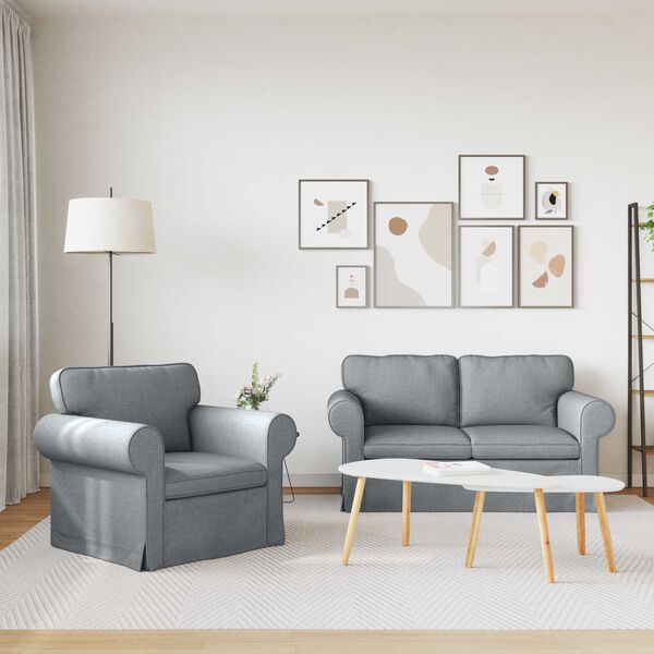 vidaXL Divano 2 pcs Grigio chiaro 155 x 82 x 80 cm Tessuto