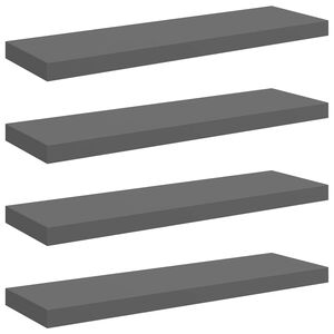 vidaXL Scaffali a Parete 4 pz Grigio Lucido 80x23,5x3,8 cm in MDF