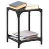 vidaXL Tavolini da Salotto con Piano Vetro Nero 2pz 30x30x40cm Acciaio