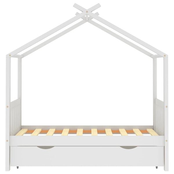 vidaXL Giroletto per Bambini con Cassetto Bianco Legno Pino 80x160 cm