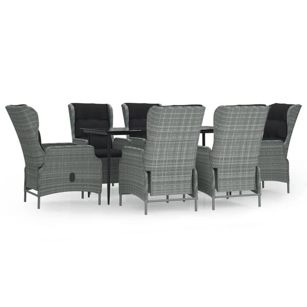 vidaXL Set da Pranzo da Giardino 7 pz Grigio Chiaro in Polyrattan