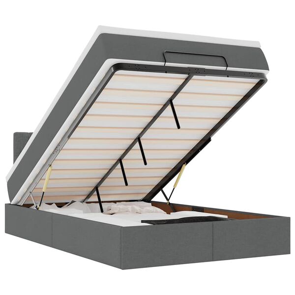 vidaXL Pouf Letto con Materasso e LED Grigio Scuro 120x200 cm Tessuto