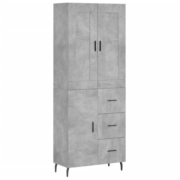vidaXL Credenza Grigio Cemento 69,5x34x180 cm in Legno Multistrato