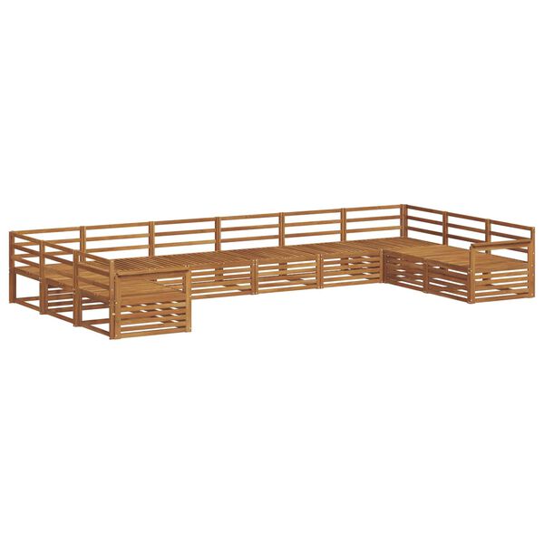 vidaXL Set divani 10 pcs Naturale Legno di Acacia Massello