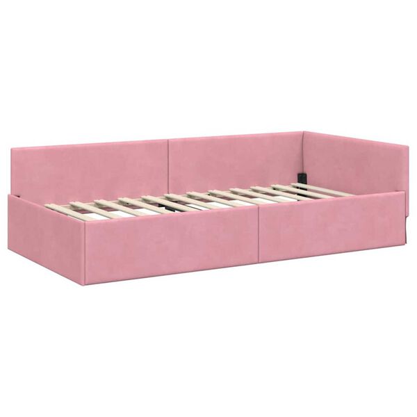 vidaXL Cornice del letto ad angolo Rosa 90 cm x 200 cm Velluto