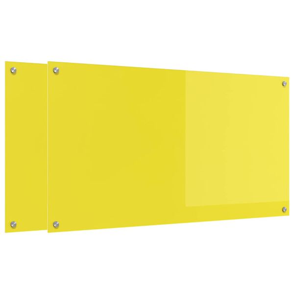 vidaXL Rivestimento da Cucina 2 pcs Giallo 110 x 60 cm vetro temperato