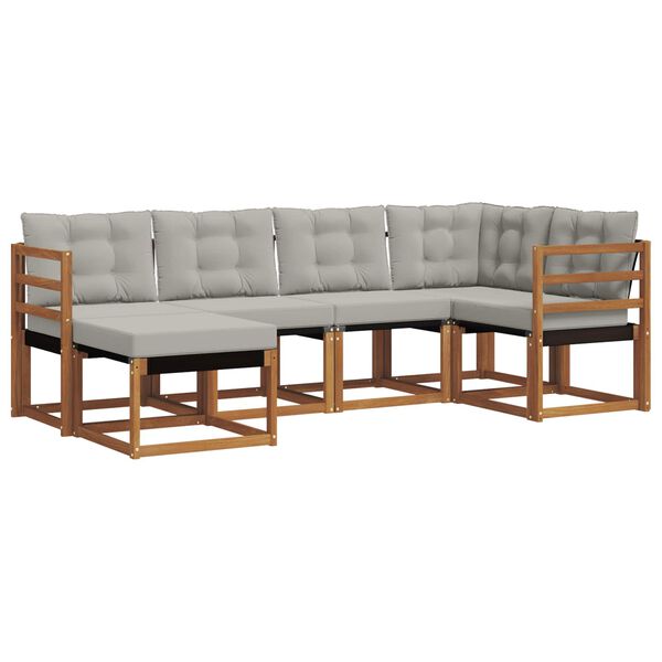 vidaXL Set di divani da esterno 6 pcs Grigio Naturale e Chiaro