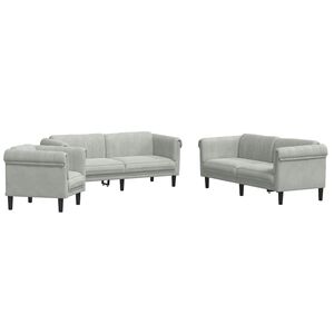 vidaXL Set di Divani 3 pz Grigio Chiaro in Velluto