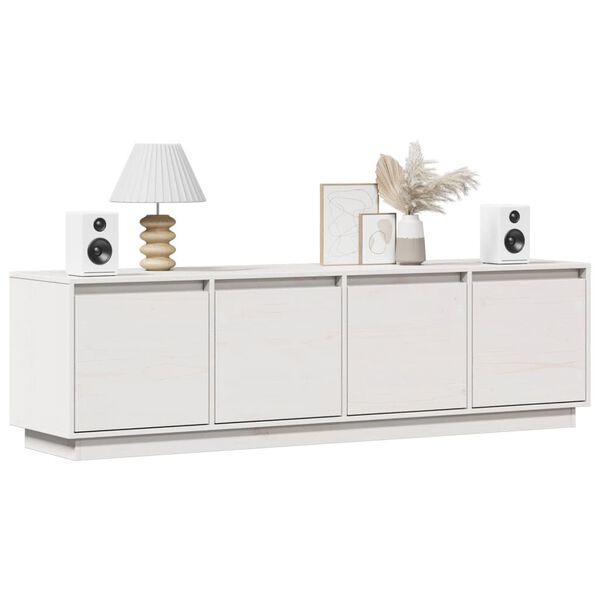 vidaXL Mobile Porta TV Bianco 156x37x45 cm in Legno Massello di Pino