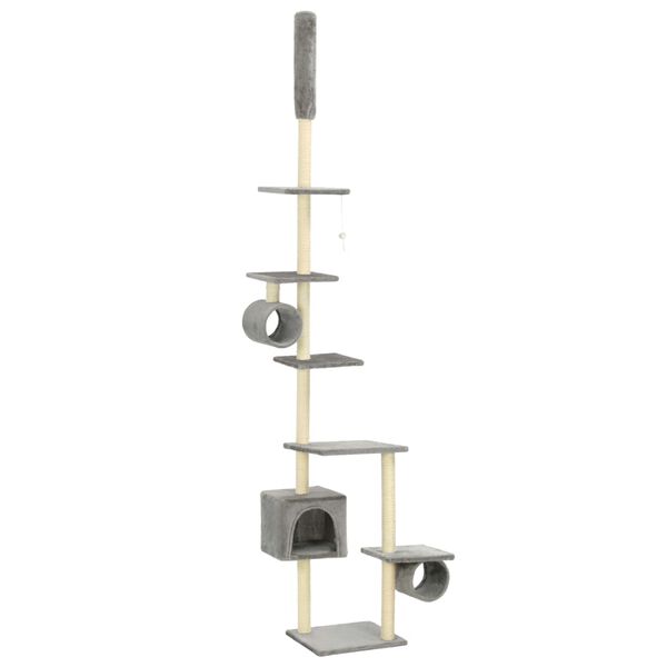 vidaXL Albero per Gatti con Tiragraffi in Sisal 203 cm Grigio
