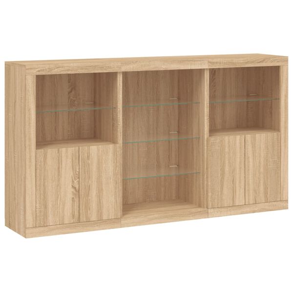 vidaXL Credenza con Luci LED Rovere Sonoma 181,5x37x100 cm