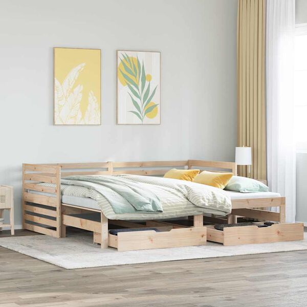 vidaXL Dormeuse con Cassetti 90x200 cm Legno Massello Pino