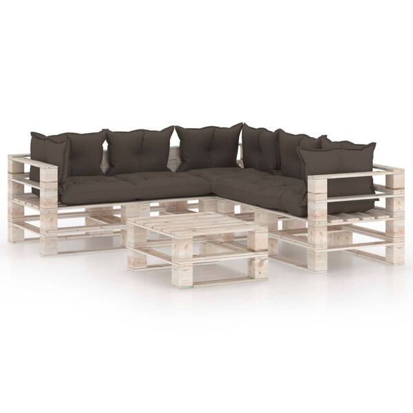 vidaXL Set Divani da Giardino Pallet 6 pz con Cuscini in Legno di Pino