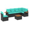vidaXL Set Divani da Giardino 7 pz con Cuscini Nero in Polyrattan