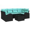 vidaXL Set Divano da Giardino 7 pz 6-Numero di posti Nero e Turchese