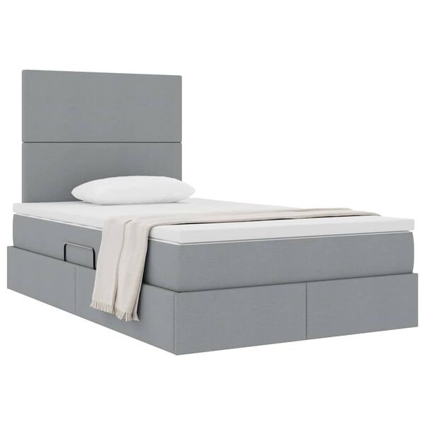 vidaXL Letto con contenitore e materasso Grigio chiaro 120 x 190 cm