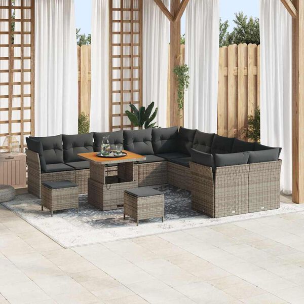 vidaXL Set Divano da Giardino 13 pcs Grigio polyrattan