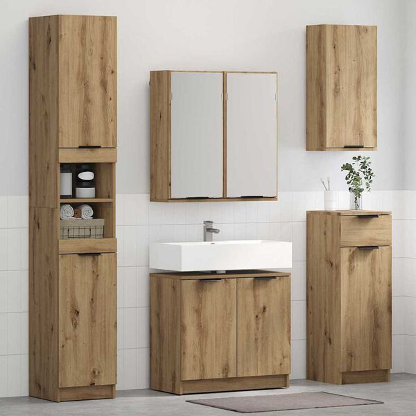 vidaXL Set di Armadi da Bagno con lo scaffale 3 pcs Rovere artigianale