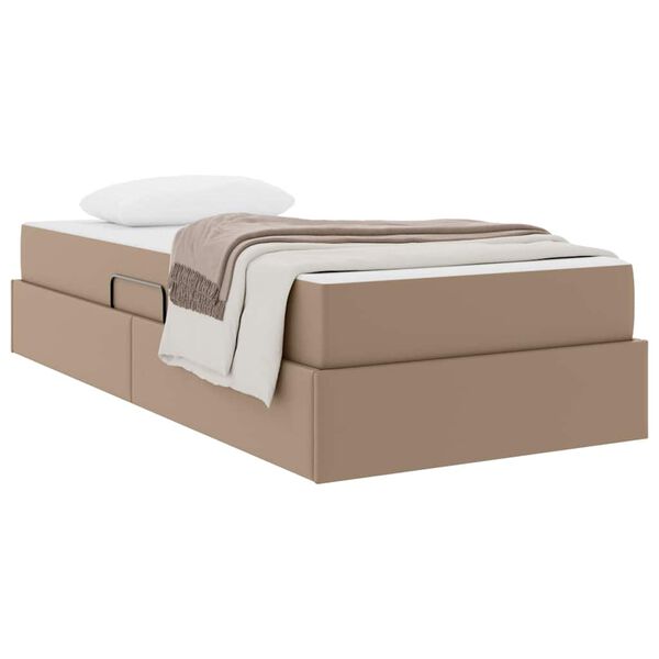vidaXL Letto con contenitore e materasso 2 pcs Cappuccino Pelle