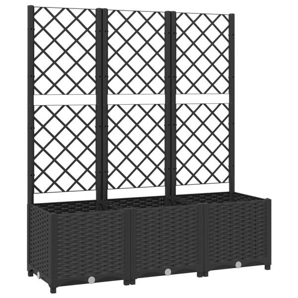 vidaXL Fioriera da giardino con traliccio nera 120x40x136 cm PP