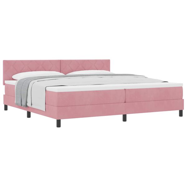 vidaXL Letto a molle con materasso Rosa 200 x 200 cm Velluto