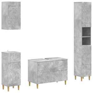vidaXL Set di Mobili da Bagno da 4 Pezzi DELFT Grigio Cemento