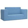 vidaXL Divano Letto per Bambini a 2 Posti Blu in Morbido Peluche