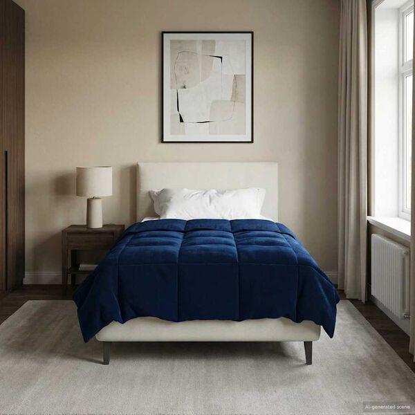 vidaXL Piumone Completo Annuale Blu Scuro 155 x 220 cm Microfibra