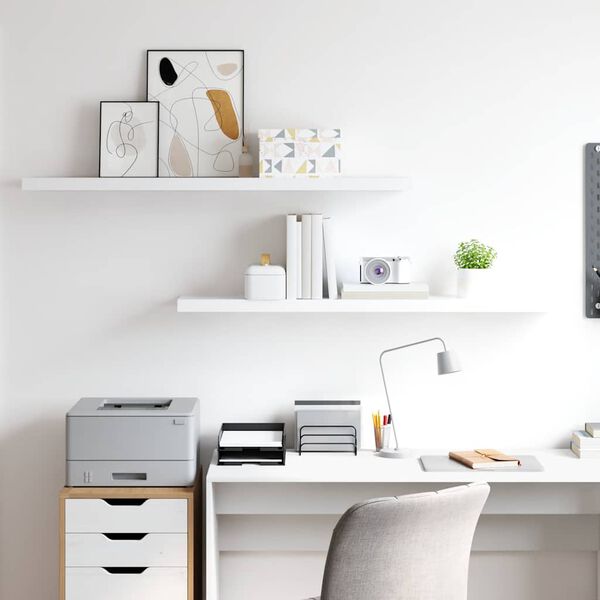 vidaXL Scaffali a Parete 2 pz Bianchi 120x23,5x3,8 cm in MDF