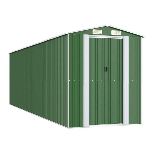 vidaXL Capanno da Giardino Verde 192x689x223 cm Acciaio Zincato