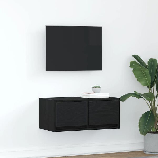 vidaXL Mobile Porta TV Rovere Nero 60x31x25,5 cm in Legno Multistrato