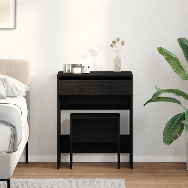 vidaXL Tavolo da Trucco Rovere nero 60 x 40 x 75 cm Legno multistrato