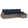 vidaXL Set Divani da Giardino 5 pz con Cuscini Grigio in Polyrattan