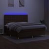 vidaXL Letto a Molle Materasso e LED MarroneScuro 180x200cm in Tessuto