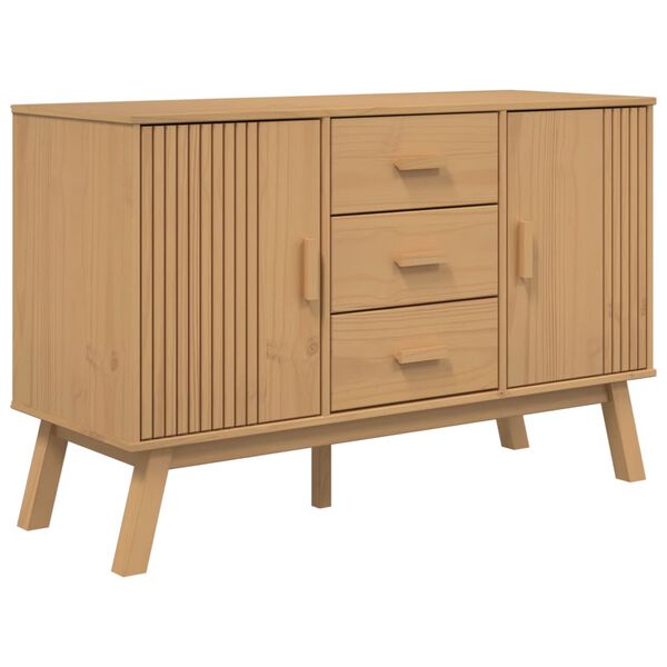 vidaXL Credenza OLDEN Marrone 114x43x73,5 cm in Legno Massello di Pino