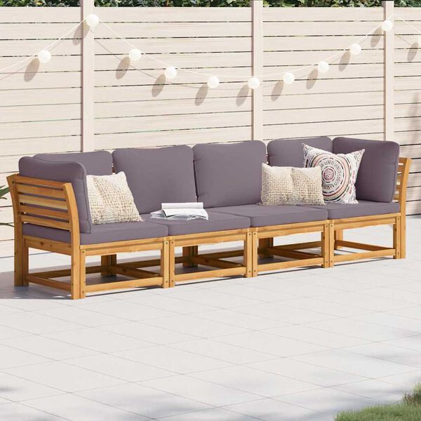 vidaXL Set Salotto da Giardino 4pz con Cuscini Legno Massello Acacia