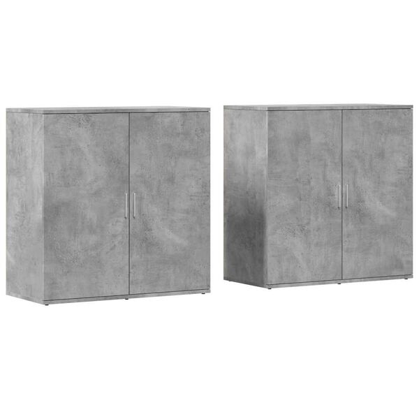 vidaXL Credenze 2 pz Grigio Cemento 79x38x80 cm in Legno Multistrato