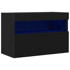 vidaXL Mobile TV da parete con LED Rovere nero 60 x 30 x 40 cm