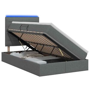 vidaXL Letto con contenitore LED e materasso Grigio Scuro 120 x 190 cm